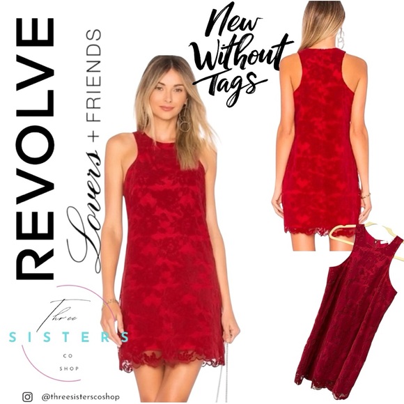 Lovers + Friends Dresses & Skirts - Revolve x Lovers + Friends Red Lace Embroidered Shift Dress New without Tag